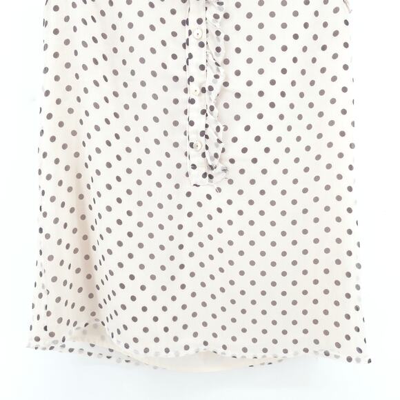 J.Crew Coquette Soft Girl 100% Silk Natasha Cream & Black Polk-a-dot Ruffle Tank - Picture 3 of 10